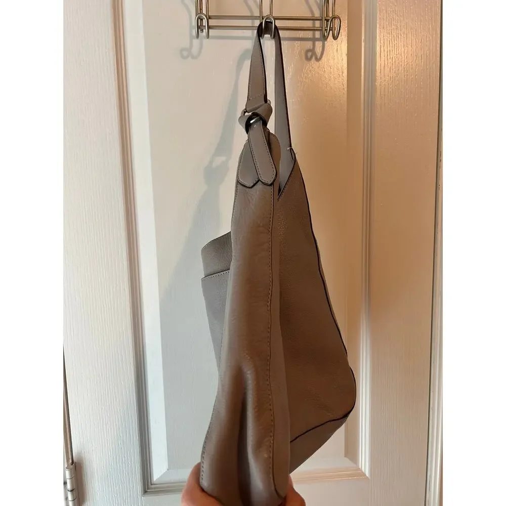 Vince Camuto Genuine Leather Grey Hobo Bag